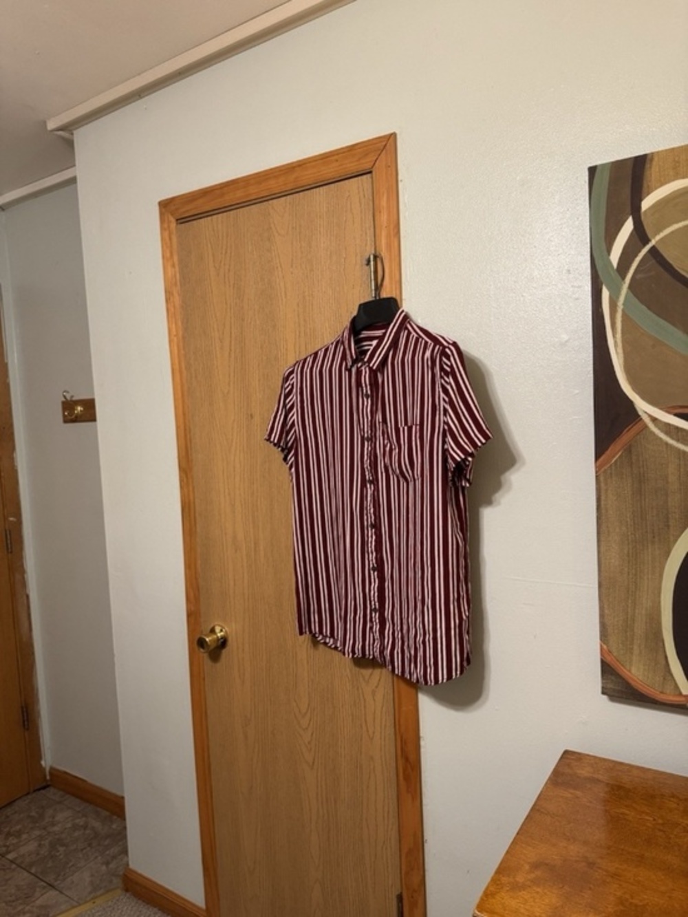 PacSun Large Red & White w/Stripes Short Sleeve Button-Front Shirt - EUC